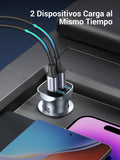 ▶ Cargador Auto 24W, USB C Adaptador de Coche PD 20W y QC 18W, Quick Charge 3.0 con Enchufe Plegable, Compatible con iPhone 17 Pro MAX, iPad, Galaxy S25 S24 S23, Pixel 10 9 8