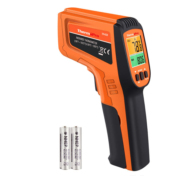 Pistola de temperatura láser dual para cocina, termómetro infrarrojo digital para parrilla de horno de pizza, pistola de termómetro láser con pistola de temperatura de emisividad