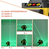 Nivel láser Autonivelante, 4D 16 Líneas, Nivelador Láser Multifuncional 3°, Herramienta de Nivelación con Líneas de Inclinación Horizontales, 2 Baterías Recargables para Uso Interior Como Exterior