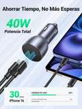 ▶ Cargador Auto USB C con 2 Puertos PD3.0 Carga Rápida, Tipo C Adaptador de Coche Compatible con iPhone 17 16 15 14, iPad Pro Mini Air, Galaxy S25 S24 S23 Ultra, Pixel 10 9 8 7