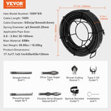 Cable de limpieza de drenaje profesional de 100 pies x 5/8 pulgadas, 7 cortadores para tubos de 0.8 a 3.9 pulgadas, cable de taladro de alcantarillado de núcleo hueco para fregadero, drenaje