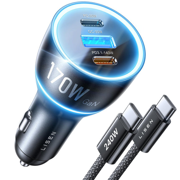 ▶ Cargador para Auto USB C con 1M 240W Cable USB C, PD 3.1 Cagrador de Coche Carga Rápida Super Compatible con iPhone 17 Air 16 15 14 13, Galaxy S25 S24 Ultra, MacBook Pro Air, iPad Mini