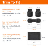 ▶ Tapetes  Alfombrillas de PVC resistentes de 4 piezas con forro de carga y parte trasera, ribete impermeable para adaptarse a alfombrillas de coche, color negro