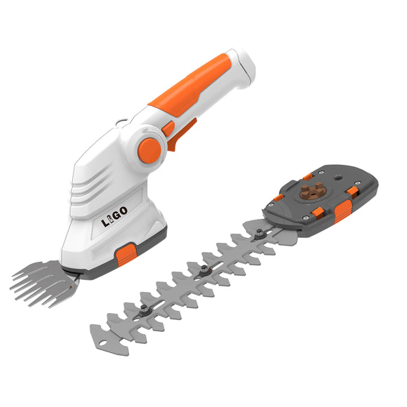 Tijeras de podar eléctricas de césped y arbustos inalámbrica, 2 en 1, 7.2 V, cortadora de césped eléctrica y cortasetos, de mano ligera con batería recargable, diseño ergonómico para jardín, patio y corte de