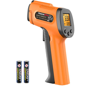 Pistola de termómetro infrarrojo, termómetro láser para cocina, horno de pizza, plancha, motor, HVAC, pistola de temperatura láser con emisividad ajustable y medida máxima de -165 °F