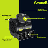 Air Mover, potente secador de alfombras de 100 W para enfriamiento, ventilador de secado de piso de 550 CFM con 4 velocidades y 3 posiciones de soplado, soplador de piso para limpieza