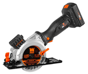 WEN 20604 - Mini sierra circular inalámbrica de 20 V máx. 4-1/2 pulgadas con batería y cargador de 2.0 Ah