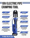 ▶ Prensado de tubos hidráulico de 18 V con 1/2", 3/4", 1" y 1-1/4" Pro Press Jaws para tubos de acero inoxidable/cobre/PEX, kit de herramientas de prensa de tubería con 2 baterías,