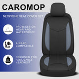 ▶ Fundas impermeables para asientos de auto, fundas de asiento completas de neopreno compatibles con asiento dividido, ajuste universal para autos, camiones, SUV (negro/gris)