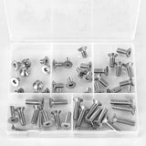 ▶ Tornillos de cabeza plana M6 x 8 mm, 12 mm, 16 mm, 20 mm, 25 mm, tornillos avellanados, acero inoxidable 304, métrico totalmente roscado, accionamiento de enchufe Allen, acabado brillante, kit surtido 50 piezas