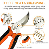 Tijeras de podar, 4 tijeras de jardín con guantes de jardinería, cortadoras de mano, tijeras de jardín de acero inoxidable, podadoras Lengnoyp para jardinería
