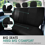 ▶ Juego de fundas de asiento con funda para volante y almohadilla para cinturón de seguridad (compatible con airbag y asiento dividido en negro)