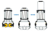 Carretilla de Mano y Plataforma rodante Plegable, 264 LB de Capacidad Carro de Equipaje de Servicio Pesado con asa telescópica y Ruedas de Goma, Plateado, Negro, Amarillo