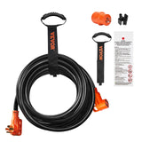 ▶ Cable de extensión para RV de 50 amperios, 15 pies, Resistente STW 6/3+8/1 AWG RV, NEMA 14-50R Hembra NEMA 14-50P Macho Enchufe, para caravanas, generadores, campistas, listado ETL