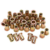 🔩 PRECIHW - Juego de 100 tuercas de remache de acero al carbono, 1/4 a 20 UNC, tuercas de inserción roscadas con cuerpo moleteado para automóvil, muebles, decoración (acabado chapado en zinc)