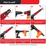 ▶ Remachadora Profesional  Adaptador de pistola de remache inalámbrico, kit de adaptador de taladro de remache eléctrico de 2,4 mm a 6,4 mm, kit de pistola de remache con 6 cabezales de remache intercambiables y 30