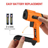 Pistola de termómetro infrarrojo, termómetro láser para cocina, horno de pizza, plancha, motor, HVAC, pistola de temperatura láser con emisividad ajustable y medida máxima de -165 °F