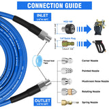 ▶ Limpieza de lavadora a presión, kit de chorro de alcantarillado para manguera de limpieza de drenaje de presión de trabajo NPT de 1/4 pulgadas, manguera de limpieza de drenaje