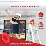 ▶ Guía jalacables de acero Cinta de Pescado de 30 m en con Diseño Optimizado de La Carcasa, , Carreras Cortas y Medición de Conductos, Diseño ligero, Facil de transportar