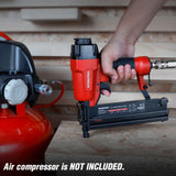 ▶ Clavadora neumática, 18 GA, pistola de uñas 2 en 1 y grapadora de corona, con 400 clavos/300 grapas, para carpintería, proyectos de bricolaje, tapicería y carpintería WORKPRO