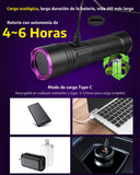 ZARLURY Lámpara de Luz Negra Ultravioleta de 365nm, Linterna UV USB Recargable de Alta Potencia,Luz Ultravioleta para Orina de Mascotas, Escorpiones, Higiene, Joyas, Billetes, Resina curada,IPX5