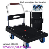 Carretilla Plegable con Ruedas Azules de 4 Pulgadas, Capacidad de Carga 260KG, Carretilla for Transporte Pesado(BLACK)