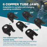 ▶ Herramientas de prensa profesional estándar actualizado con mordazas de prensa Pro opcionales para cobre Viega (mordazas de 1/2 pulgadas, 3/4 pulgadas, 1 1/4 pulgadas, 1 1/2