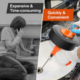 ▶ Taladro de drenaje de acero flexible de 25 pies con adaptador de taladro, taladro manual de desbloqueo de fontanería, manual o alimentado para zuecos de ducha y tina, sin retracción automática