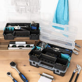 ▶ Organizador de tornillos - Caja de almacenaje L de plástico para bricolaje - Compartimentos de varios tamaños para almacenaje de tuercas