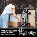 Carro y Carro Plegable Convertible 3 en 1, Caro de Aluminio Portátil con 2 Ruedas Giratorias, Adecuado para Equipaje, Mudanzas, Uso en Oficina, Viajes, Capacidad de Carga 300 Libras