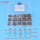 🔩 Paquete de 440 piezas M3 M4 M5 Tornillos hexagonales de cabeza plana y tuercas hexagonales para el kit de surtido de sujetadores de máquinas