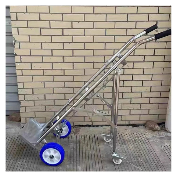 Carretilla Cilíndrica Plegable De Acero Inoxidable 304, Resistente, con Ruedas, para Residencias De Ancianos, Talleres Y Talleres.,