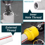 ▶ Roscado de tubo de PVC compatible con taladro eléctrico con varios tamaños de troquel, kit de enhebrador de tubo de PVC, juego de enhebrador de PVC (interno + externo)