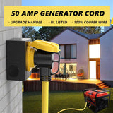 ▶ Cable generador RV/generador de 75 pies de 50 amperios, listado UL, alambre 100% de cobre, NEMA 14-50P a SS2-50R Twist Lock, mango de agarre de 90°, calibre 6/3+8/1 STW