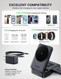 ▶ Cargador Inalámbrico para iPhone - Plegable Portátil Cargador para mag Safe, 20W Adaptador de Corriente+1.5m Cable para iPhone 16 15 14 13 Serie, Apple Watch, AirPods