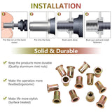 🔩 PRECIHW - Juego de 100 tuercas de remache de acero al carbono, 1/4 a 20 UNC, tuercas de inserción roscadas con cuerpo moleteado para automóvil, muebles, decoración (acabado chapado en zinc)
