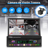 ▶ Estereo Retráctil 7 Pulgada con Enlace Espejo Autoestéreo Reproductor MP5, Bluetooth 5.0, Entrada Auxiliar, Radio FM, USB, TF, Cámara de Visión Trasera
