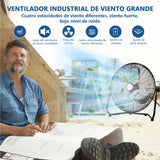 Ventilador De Piso,4 Velocidades,20 Pulgadas Ventilador de acero,Abanico Uso Rudo,Ventilador Industrial Metálico Con Aspas de Aluminio Metálico,Circulador de Aire con 360° Oscilació