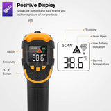 ▶ Termómetro Infrarrojo Pistola de Temperatura Láser Digital Sin Contacto -58~1112 ℉ (-50 ℃~600 ℃) Emisividad Ajustable Sonda de Temperatura Para Cocinar/BBQ/Congelador - Termómetro Carne Incluido