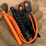 Herramienta de supervivencia de arranque de fuego (2 unidades), 4 pulgadas de largo x 3/8 pulgadas de diámetro), kit de varilla ferro impermeable de alta visibilidad, 6 en 1 multiherramienta con paracord reflectante y silbato para camping, senderismo