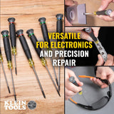 Klein Tools 85617 - Juego de destornilladores de precisión, ranurados, Phillips, TORX, asas de agarre cojín, ideales para bloques de terminales, electrónica