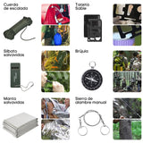 JEMUON Kit de Supervivencia, Kit de Supervivencia Militar Profesional, con Linterna LED, Brújula, Chubasqueros, Gasa, Camping Accesorios, para Supervivencia Al Aire Libre y Protección Personal