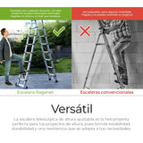 ▶ Escalera Telescópica Plegable, Escalera de Tijera Altura Ajustable con Escalones, Aluminio Reforzado y Duradero, Soporta hasta 150KG, Modelo Retráctil de Mayor Estabilidad (5 Metros)