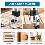 Routers de velocidad variable Madera, Herramienta de Enrutador de Recortador de Madera 800W de Velocidad 30.000 RPM, Madera Compacto Recortadora de Manos Eléctrica con 15 Brocas de 6,35 mm, Para Ranura, de Corte, Grabado