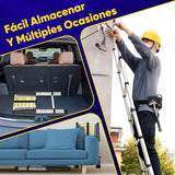▶ Escalera Telescópica de Aluminio 5 Metros-Plegable, Extensible, Compacta y Portátil Escalera para Usos Multiusos, Capacidad de Carga 150 kg,