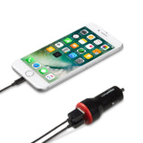 ▶Adaptador de cargador de coche USB de doble puerto para dispositivos Apple y Android, 4.8 amperios, 24 W, negro y rojo