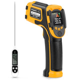 ▶ Termómetro Infrarrojo Pistola de Temperatura Láser Digital Sin Contacto -58~1112 ℉ (-50 ℃~600 ℃) Emisividad Ajustable Sonda de Temperatura Para Cocinar/BBQ/Congelador - Termómetro Carne Incluido