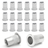 🔩 Qjaiune - 50 tuercas de remache roscadas de acero inoxidable M6, remaches de cabeza plana M6-1,0 mm, tornillos de tuerca moleteados, tuerca ciega