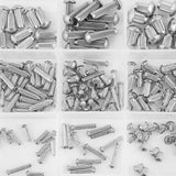 250pcs remaches de acero inoxidable M2-M5 cabeza redonda remache con vástago estriado remaches Nuts remaches sólidos Surtido conjunto