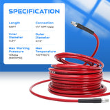 ▶ Kit de chorro de alcantarillado para lavadora a presión, manguera limpiadora de drenaje de 50 pies y 5800 PSI con esquina NPT de 1/4 pulgadas, boquilla giratoria y de botón, boquilla de chorro de